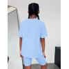 imageGirls Clothes Summer Outfits Graphic Letter Print Tee Shirt  Biker Shorts 2Pcs Clothing Set 716TBlue
