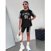 imageGirls Clothes Summer Outfits Graphic Letter Print Tee Shirt  Biker Shorts 2Pcs Clothing Set 716TPlaid  Black