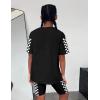 imageGirls Clothes Summer Outfits Graphic Letter Print Tee Shirt  Biker Shorts 2Pcs Clothing Set 716TPlaid  Black