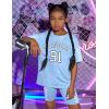 imageGirls Clothes Summer Outfits Graphic Letter Print Tee Shirt  Biker Shorts 2Pcs Clothing Set 716TPlaid  Blue