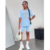 imageGirls Clothes Summer Outfits Graphic Letter Print Tee Shirt  Biker Shorts 2Pcs Clothing Set 716TPlaid  Blue