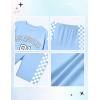 imageGirls Clothes Summer Outfits Graphic Letter Print Tee Shirt  Biker Shorts 2Pcs Clothing Set 716TPlaid  Blue