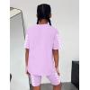 imageGirls Clothes Summer Outfits Graphic Letter Print Tee Shirt  Biker Shorts 2Pcs Clothing Set 716TPlaid  Purple