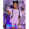 imageGirls Clothes Summer Outfits Graphic Letter Print Tee Shirt  Biker Shorts 2Pcs Clothing Set 716TPlaid  Purple