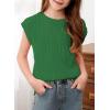 imageblibean Tween Girls Summer Short Sleeve Textured Tops Shirts Size 615 YearsGreen