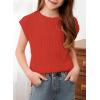 imageblibean Tween Girls Summer Short Sleeve Textured Tops Shirts Size 615 YearsRed