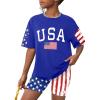 imageGirls Clothes Summer Outfits Graphic Letter Print Tee Shirt  Biker Shorts 2Pcs Clothing Set 716TAd Usa Flag