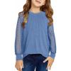 imageblibean Teen Girls Semi Formal Bloues Kids Lace Long Sleeve Shirts Size 615 YearsA Sky Blue