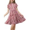 imageblibean Tween Girls 2024 Summer Boho Dress Kids Tiered Dresses Size 615 YearsB Floral Pink