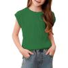 imageblibean Tween Girls Summer Short Sleeve Textured Tops Shirts Size 615 YearsGreen