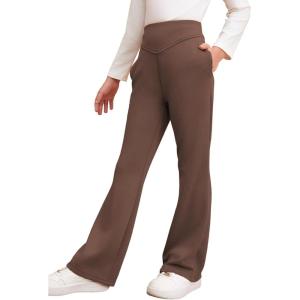 imageblibean Girls Dressy Bell Bottom School Uniform Pants Size 615 YearsBrown