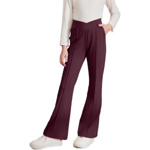 imageblibean Teen Girls Dress Pants Bell Bottoms School Uniform Leggings Size 615 YearsA Red