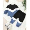 imageBaby Boy Clothes Color Block Oversized Sweatshirt Romper  Pants Fall Winter Infant Baby Outfits SetsBlueblack