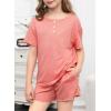 imageblibean Big Girls Fashion Clothes Sets Junior Kids Summer Shirt Outfit Ruffle Matching Casual Pockets Tops 2pcs Lounge Clothing Set Size 1011 Years Old Pink