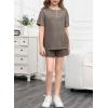 imageblibean Big Girls Fashion Clothes Sets Junior Kids Summer Shirt Outfit Ruffle Matching Casual Pockets Tops 2pcs Lounge Clothing Set Size 1011 Years Old Brown