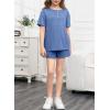 imageblibean Girl Fashion Clothes Tween Shirt Outfit Kids Summer Shorts Set Casual 2 Piece Ruffle Top Sets Matching Pockets Clothing Sets Size 4T 5T Years Old Blue