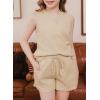 imageblibean Girls Summer Clothes Set Kids Waffle Pockets Cotton Outfit Size 413 YearsA Beige