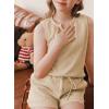 imageblibean Girls Summer Clothes Set Kids Waffle Pockets Cotton Outfit Size 413 YearsA Beige