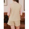 imageblibean Girls Summer Clothes Set Kids Waffle Pockets Cotton Outfit Size 413 YearsA Beige