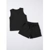 imageblibean Girls Summer Clothes Set Kids Waffle Pockets Cotton Outfit Size 413 YearsA Black