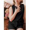 imageblibean Girls Summer Clothes Set Kids Waffle Pockets Cotton Outfit Size 413 YearsA Black