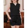 imageblibean Girls Summer Clothes Set Kids Waffle Pockets Cotton Outfit Size 413 YearsA Black