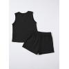 imageblibean Girls Summer Clothes Set Kids Waffle Pockets Cotton Outfit Size 413 YearsA Black