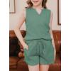 imageblibean Girls Summer Clothes Set Kids Waffle Pockets Cotton Outfit Size 413 YearsA Green