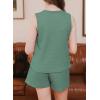 imageblibean Girls Summer Clothes Set Kids Waffle Pockets Cotton Outfit Size 413 YearsA Green