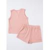 imageblibean Girls Summer Clothes Set Kids Waffle Pockets Cotton Outfit Size 413 YearsA Pink