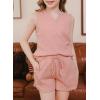imageblibean Girls Summer Clothes Set Kids Waffle Pockets Cotton Outfit Size 413 YearsA Pink