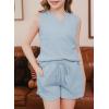 imageblibean Girls Summer Clothes Set Kids Waffle Pockets Cotton Outfit Size 413 YearsA Sky Blue