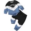imageBaby Boy Clothes Color Block Oversized Sweatshirt Romper  Pants Fall Winter Infant Baby Outfits SetsBlueblack