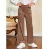 imageblibean Girls 2025 Uniform Straight Pants Teen School Fleece Dress Leggings Size 615 YearsA Brown