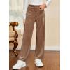 imageblibean Girls 2025 Uniform Straight Pants Teen School Fleece Dress Leggings Size 615 YearsA Brown