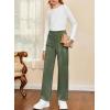 imageblibean Girls 2025 Uniform Straight Pants Teen School Fleece Dress Leggings Size 615 YearsA Green
