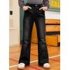 imageblibean Girls Bell Bottoms Jeans Zimbaplatinum Demin Pants Size 615 YearsA Black