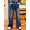 imageblibean Girls Bell Bottoms Jeans Zimbaplatinum Demin Pants Size 615 YearsA Dark Blue