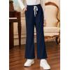 imageblibean Girls Uniform Pants Corduroy School Dress Bootcut Trousers Size 615 YearsA Navy Blue