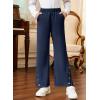 imageblibean Tween Girls Bell Bottom School Uniform Pants Stretchy Leggings Size 615 YearsNavy Blue