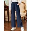 imageblibean Tween Girls Bell Bottom School Uniform Pants Stretchy Leggings Size 615 YearsNavy Blue