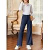 imageblibean Tween Girls Bell Bottom School Uniform Pants Stretchy Leggings Size 615 YearsNavy Blue