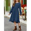 imageblibean Tween Girls Cotton Dresses High Low Hem Size 615 YearsA Navy