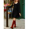 imageblibean Tween Girls Smocked Dresses Semi Formal Outfits with Pockets Size 615 YearsA Black
