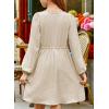imageblibean Tween Girls Smocked Dresses Semi Formal Outfits with Pockets Size 615 YearsA Cream