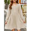 imageblibean Tween Girls Smocked Dresses Semi Formal Outfits with Pockets Size 615 YearsA Cream