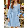 imageblibean Tween Girls Smocked Dresses Semi Formal Outfits with Pockets Size 615 YearsA Light Blue