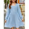 imageblibean Tween Girls Smocked Dresses Semi Formal Outfits with Pockets Size 615 YearsA Light Blue
