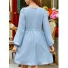 imageblibean Tween Girls Smocked Dresses Semi Formal Outfits with Pockets Size 615 YearsA Light Blue