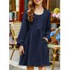 imageblibean Tween Girls Smocked Dresses Semi Formal Outfits with Pockets Size 615 YearsA Navy